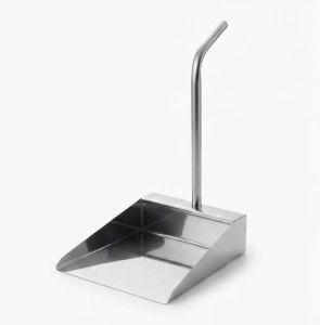 Crafty Stainless Dustpan With Handle 27X27CM Size/ Square shape reflective surface long handle outdoor use on concrete.