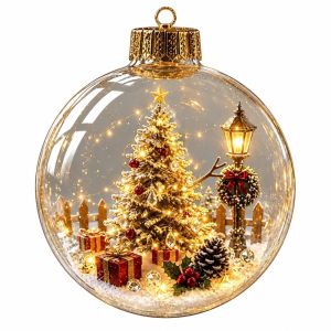 LIWU Chất liệu acrylic.  trang trí Giáng sinh có đèn Kích thước 8CM Đồ trang trí Giáng sinh treo. Bền bỉ Thiết kế trong suốt.  dây chuyền hình ông già Noel Cây thông Noel