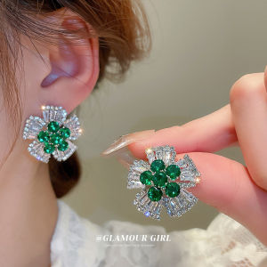 ต่างหูผู้หญิง เงินสเตอร์ลิง 925 ต่างหูเพชรสวยๆ เข็มกลัดสีเงินเซอร์คอน ที่หู