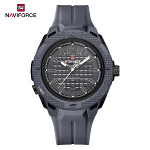 NAVIFORCE นาฬิกาควอทซ์ไฟดั้งเดิมสำหรับเด็กผู้ชายตัวชี้เรืองแสง50เมตรสายซิลิโคนกันน้ำกลางแจ้งแฟชั่นลำลองนาฬิกาสำหรับผู้ชายนักเรียน NF7126