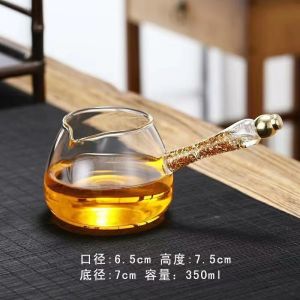 Tống chuyên trà thủy tinh chịu nhiệt Borosilicate cao cấp Tay Cầm Vẩy Vàng 24 K