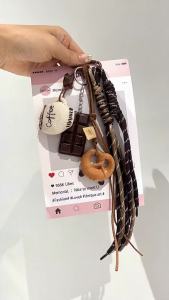 Maillard-style alkaline water knot coffee chocolate bag accessories handmade woven rope keychain bread head pendant