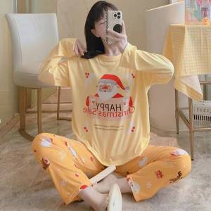 [ส่งเร็วพิเศษ!] Alinda__shop ✨มาใหม่✨  ชุดนอนน่ารัก ชุดนอนเสื้อยืดแขนยาว+กางเกงขายาว ผ้ายืด Free Size  YY