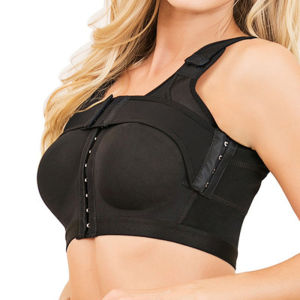 Women Light Cup Front Closure Shaping Bra Wireless Side Support Stretch Push Up Adjustable Double Layer Beauty Back Underwear