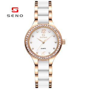 Đồng Hồ Nữ Thời Trang Chính Hãng SENO Đồng Hồ Dây Gốm Thanh Lịch Kim Cương Thường Ngày Đồng Hồ Thạch Anh Đồng Hồ Mặt Tròn Đồng Hồ Chống Nước 3ATM Đồng Hồ Nữ Doanh Nhân Kèm Hộp Quà Tặng Vòng Tay Nhẫn