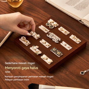 O-KAY Nampan Penyimpanan Perhiasan Kayu Solid Display Anting Cincin & Aksesoris