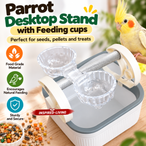Adjustable Parrot Tripod Stand with Natural Wood Perch | Outdoor Indoor Use | 40-157cm Height | Portable Bird Stand for Cockatiel Budgie Conure