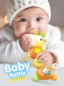 Educational Music Baby Rattle Teether Toy for Boys Girls Teething Relief and Visual Stimulation Auditory Development Toy