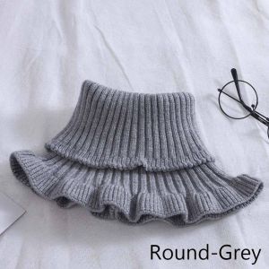 Knitted Fake Collar Scarf Women Turtleneck Detachable Scarf Warm Windproof Ruffles Wrap Scarfs