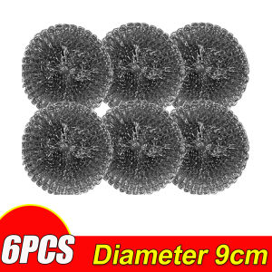 6Pcs Stainless Steel Pot Brush With Handles Heavy Duty Metal Scrubber Dishwashing Wire Ball For Pot Pan Home Kitchen Cleaning Tools