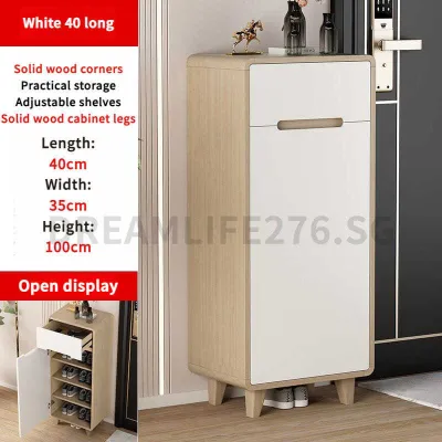 Ultra-narrow solid wood shoe cabinet household door entry Nordic style small apartment Storage hallway cabinet simple