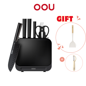 OOU Black Blade Master Series Knife Set With Scissors Sharpener Knife Holder (7 Pcs)