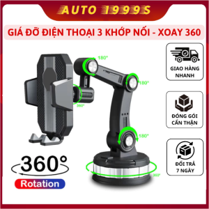 Giá Đỡ Điện Thoại Ô Tô 3 Khớp Nối – Dán Hút Chân Không Xoay Linh Hoạt Chống Rung Siêu Chắc
