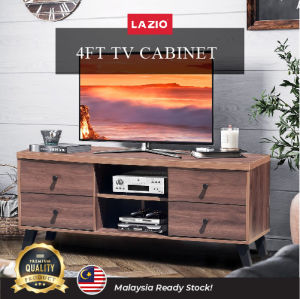 Scandinavian Classic TV Stand TV Console Unit with Shelves Cabinet with Storage 2 Swing Doors for Living Room Entertainment Room 4ft 5ft and 6ft length D39 x H51cm | 电视柜现代简约小户型意式轻奢地柜客厅卧室储物茶几电视机柜组合