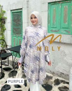MDLY Baju kemeja atasan wanita/Baju Atasan Tunik Motif Rose Print/Tunic Basic/Mayda Tunic by MDLY