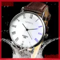 นาฬิกาลำลอง PDBH Fashion Store นาฬิกาข้อมือธุรกิจ,นาฬิกาข้อมือสำหรับผู้ชายหนังสังเคราะห์สายรัดควอตซ์อนาล็อคหน้าปัดเลขโรมัน
