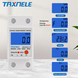 Din Rail Single Phase LCD Digital Energy Meter 80A AC 220V 120V kWh Power Consumption Meter Backlight  Electronic Wattmeter Reset