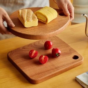 ZENGD ไม้เนื้อแข็ง แผ่นตัดไม้เอโบนี่ ใช้งานได้จริง หนาขึ้น แผ่นเสริมอาหารสำหรับทารก หลายฟังก์ชัน ผิวเรียบ แผ่นรองตัด แคมป์ปิ้งกลางแจ้ง