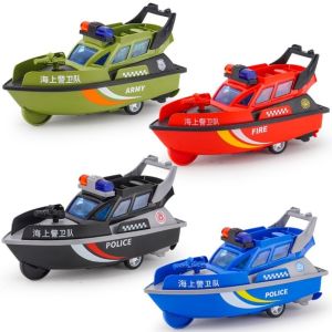 PICKIT Thickened Inertial Patrol Ship Model Toy Emulational Impact-resistant Childrens Toys Exquisite No Battery Patrol Boat Toy for Boys Gifts