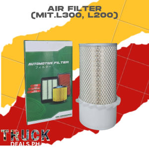 Automotive Air Filter (MIT.L300 L200) - High Performance - Cylindrical Design - Mesh Exterior - White Base - Fits Truck Models