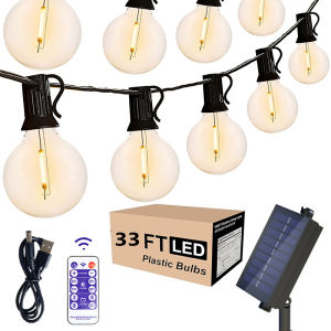 G40 LED Bulb Solar String Lights 10M 20Bulbs Super Bright Outdoor Waterproof Christmas String light for House DecorativeString light outdoor white