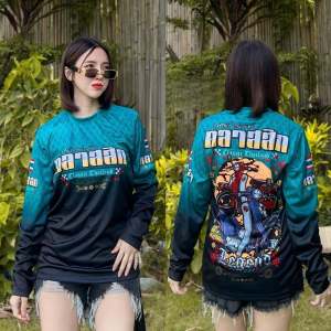 Thái retro phong cách Mô Tô Dài Tay hàng đầu: Cổ điển Thái Lan huyền thoại xe máy in hợp thời trang và trang phục mát mẻ trưng bày phong cách cổ điển kỳ lạ cho cả nam giới và phụ nữ