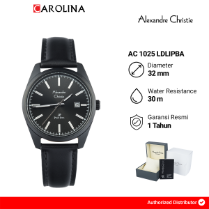 Jam Tangan Wanita Alexandre Christie Primo AC 1025 LDLIPBA Black Dial Black Leather Strap