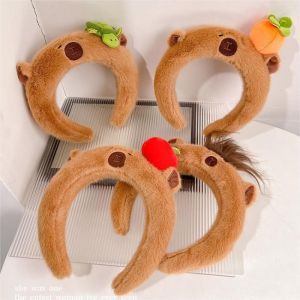 Creative Kawaii Capybara Plush Hairbands Headband for Girl Woman Cute Cartoon Capybara Wash Face Make Up Headband