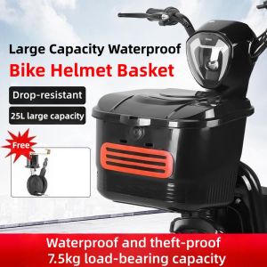 Front Mount Bicycle Basket Anti-theft Hard Shell Bike Basket Durable Large Capacity Storage Basket With Lock And Installation Accessory