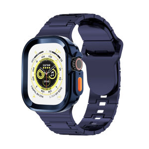 Plating case Rubber Strap for Apple Watch Ultra 49mm Titanium Color Bracelet for I watch 8 Ultra