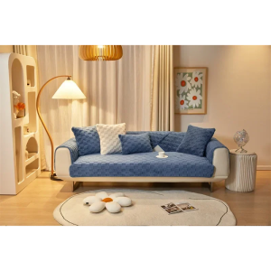 Plush Sofa Cover Soft Sofa Cushion Skin-friendly Simple Plush Non-slip Fabric Couch Seat Cover