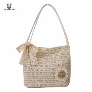 Women Woven Straw Tote Bag with Top Handle Spacious and Stylish for Daily Use and Travel in Natural Shade[Ueb Flagship Store]