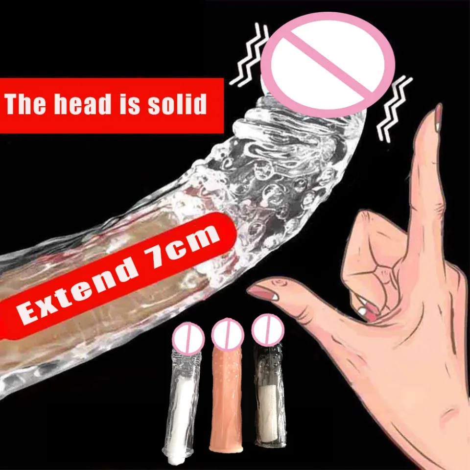 7cm Extender Crystal Reusable Big Head Dick Sex Cock G spot 8 inch Cock  Penis Sleeve