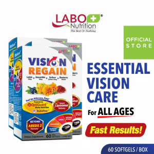 [3 Boxes] LABO VisionREGAIN - Sharp Vision Supplement for Dry Eyes Night Vision Eye Strain Blurry Vision Blue Light with OptiGuard Lutein Zeaxanthin Saffron Extract Blueberry Extract and Phospholipds Supplement • Made in Japan • 60 softgels