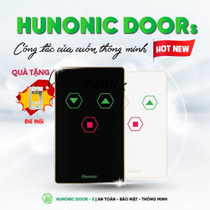 Công Tắc Cửa Cuốn Thông Minh HUNONIC DOOR Kèm 2 Remote Viền Vàng - Mở Cửa Ngay Cả Khi Không Có Internet