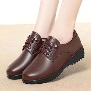 Free Shipping New Soft-Soled WomenS Shoes Comfortable And Non-Slip Suitable For Middle-Aged And Elderly Women Spring And Autumn Flat Shoes WomenS Deep-Toe Leather Shoes