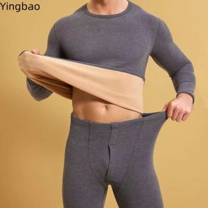 Yingbao Thermal Underwear Inner Wear Wool Set for Women Men Winter Warm Velvet Fleece Lined Cold Weather Top and Bottom Set Loungewear