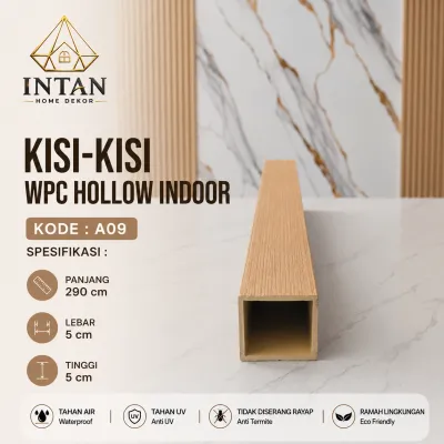 Kisi-kisi WPC Hollow Indoor A09 - Panjang 290 cm - Lebar 5 cm - Tinggi 5 cm - Tahan Air - Tahan UV - Anti Rayap - Ramah Lingkungan