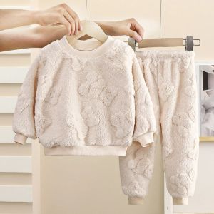 Childrens Flannel Pajamas Set Flannel Warm Sleepwear For Kids Thicken Boys Clothes Sets Girls Winter Baby Thermal Underwear2026