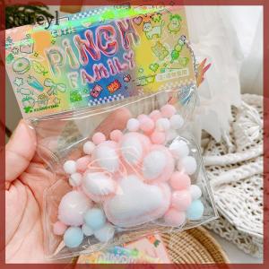 🔥🔥🔥JuEeyl Handmade Flocking Cats Paw Stress Relief Squishy Toy Mochi Slow Rebound New Fidget Toy Birthday Party Gift