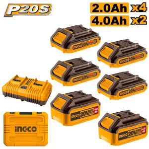 INGCO 20V BATTERIES & CHARGER KIT | HARD CARRYING CASE