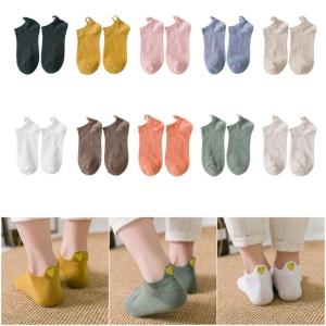 10 đôi vớ cotton cổ thấp nữ phụ nữ thêu trái tim trở lại gót chân thoáng khí ngắn mắt cá chân Tab vớ Quà Tặng