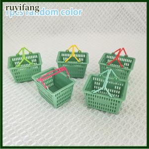 ruyifang ตะกร้า1 12สำหรับใส่ของในบ้านตุ๊กตาของตกแต่งซูเปอร์มาร์เก็ตขนาดเล็กของเล่นสำหรับเด็ก