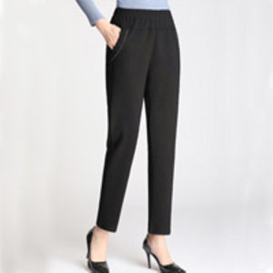 Shortened Title Womens Loose Elastic Waist Casual Pants for Moms