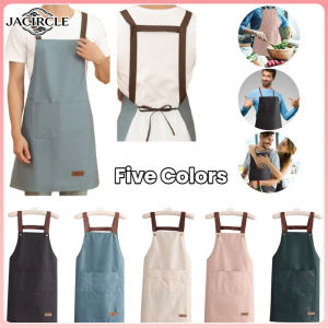 JACIRCLE Apron Kitchen Apron Water Proof Large Pocket Oilproof Dirstproof Kitchen Tools Cafe Shop Word Apron 圍裙