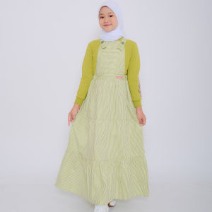 ASF05 Shibakids Baju Overall Anak / Pakain Anak Perempuan Arfa oneset Warna Hijau / Gamis remaja