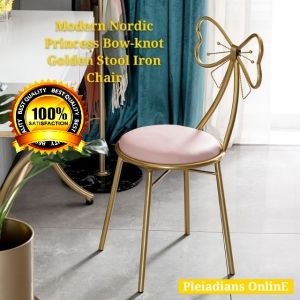 👉 READY STOCK 👉🇲🇾 Modern Bow-knot Golden Bar Stool Iron Bar Chair Furniture Nordic Princess Bow Modern Barstool Jualan Murah Kerusi Furniture Perabut Cabinet