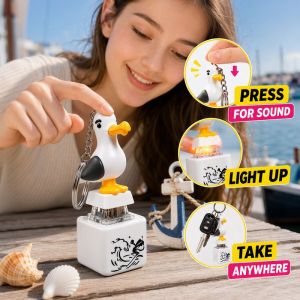 Seagull Sound Keychain LED Light Button Fidget Toy Stress Relief Clicker Key Ring Bag Charm