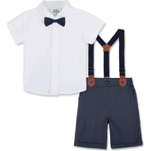 Baby Boy Outfit Formal Attire for Kids Boys Easter Outfit Children Wedding Ring Bearer Clothes Toddler Birthday Party Summer Short Sleeved Clothing Suit