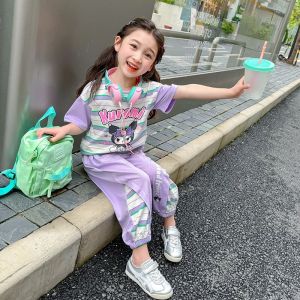 READYSTOCK Kids Girl Baby Shirt Pants Set Korean Kuromi Clothes Soft Fabric Cotton Children Korean Style Clothing Polo T-Shirt Long Pants Trousers